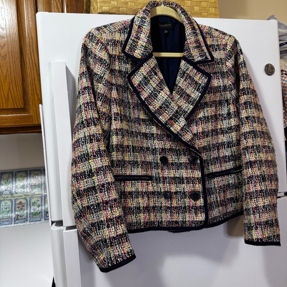 Talbots Cafe Tweed Jacket Blazer Multicolor size 12 - Picture 12 of 14